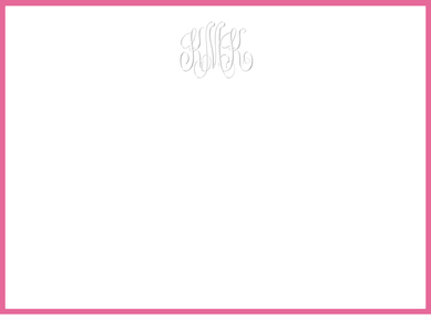Triple Thick Monogram Bordered Flat Note Cards - Embossed